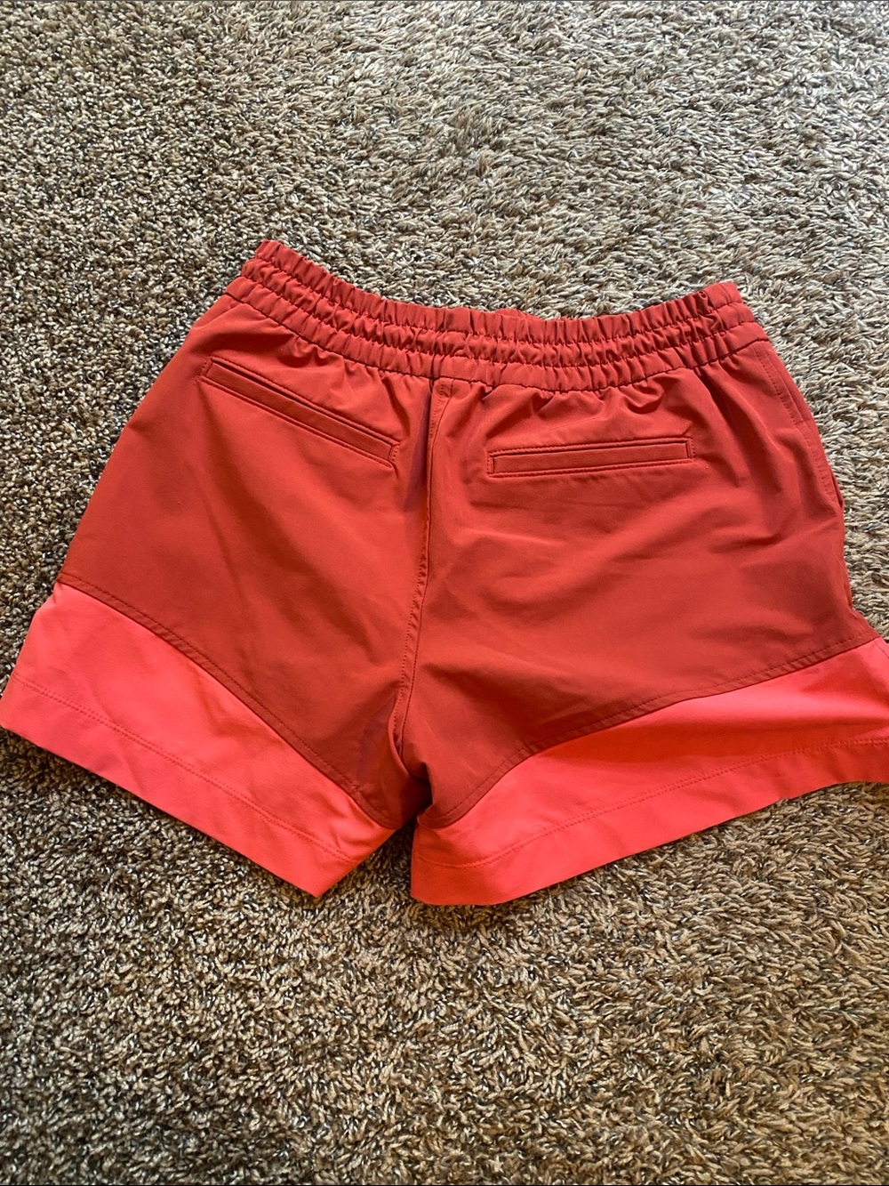 Two-Tone Red Active Drawstring Shorts - Picture 2 of 4